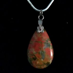 Oggie design multi colored jade 10.5 drop necklace